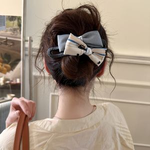 Color-Block Butterfly Knot Hair Clip Womens New 2025 Shark Clamp Hair Accessories Korean Style Wedding Party Daily Use