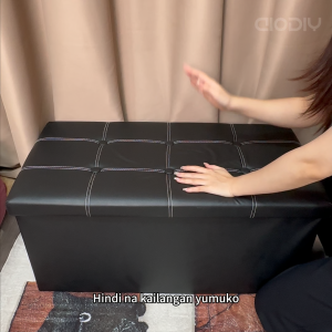 AIODIY Ottoman Storage Stool Foldable Sofa With Storage Box Leather Storage Benches Chair Box Organizer Footrest Seat Couple style