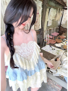 BAISHUINV | Retro Sweet Lace Edge Seersucker Blouse Tencel