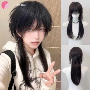 FORLISEE แมงกะพรุนสังเคราะห์ Mullet หัวยาวฤดูร้อนบางผู้ชายและผู้หญิง Universal Cos ครึ่งผูกหมาป่าหางนักรบวิกผม