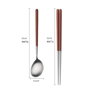 Solid Wood Retro 304 Stainless Steel Fork Spoon Food Grade Chopsticks Spoon Portable Case Suit Door Frame Tableware