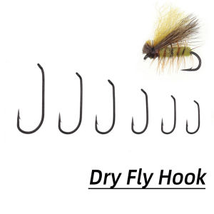 50PCS Dry Fly Fishing Hooks -1X Fine Wire Wide Gape Black Nickel Finish for  Brown and Rainbow Trout Fly Tying (#12-22)