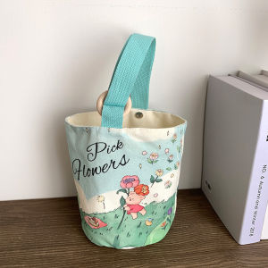 Large Capacity Canvas Festival Gift Bag Womens Handheld Bucket Bag Commuting Storage Tote Bag Fashionable Trendy Printed