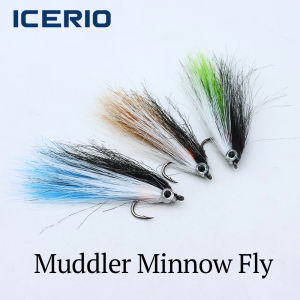 ICERIO 4PCS Baitfish Streamer Fly with UV Glow Dot 3-Color Synthetic Hair Minnow Lure for Bass Pike Trout Fresh Sea Fishing Fly
