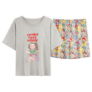 Bộ đồ ngủ nữ MiiOW Cat Person  vải cotton tay ngắn cổ tròn in hoạt hình - mùa hè 2025