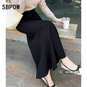 High Waist Fleece Lined Midi Skirt Fish Tail Black Autumn Winter New Arrival Womens Fashion Commute Style Thickened A-Line Skirt
