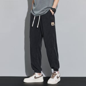 ROMON | Romon Mens Summer Thin Loose Casual Work Pants Ice Silk Elastic Loose Long Trousers Black Youthful Style Leisure Fashionable