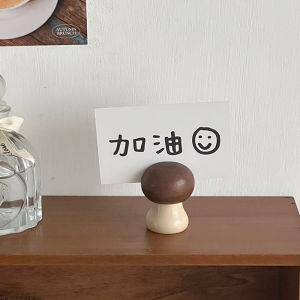 Cute Creative Mushroom Note Clip Decoration Retro Wood Photo Folder Business Card Card Holder Desktop Message Memo Pad Holder