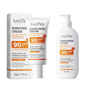SADOER | Lotion Solaire Pour Le Corps Et Le Visage Super 220g 50g Small Bottle Size SPF 90 PA +++++ Utilisation Pour Tout Le Corps