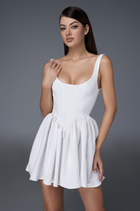 Ballet White Swan Unique Design Puffy Sleeve Waist Cinched Sweet And Spicy Style High Waist Short Dress for Young Women
