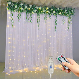 Curtain String Lights 8 Mode USB Plug Proposal Venue Fairy LED Lights Indoor New Year Christmas Wedding Party Holiday Decoration
