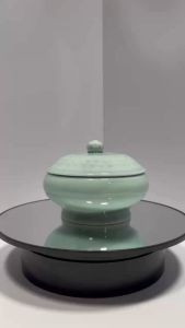 Bát dâng cúng phẩm bằng gốm cao cấp có nắp trang men xanh ngọc bích