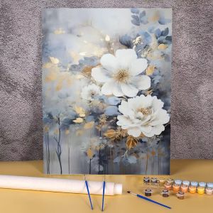 Bandai | Diy Painting By Numbers Peony Flower Canvas Colouring Handpainted Gift Wall Decor Home 50×70cm Picture For Paint With Number