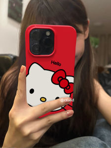 Red Hello Kitty Magnetic Absorption Phone Case for iPhone 15 16 pro 14 plus 13 pro Max 12 Unique Artistic Soft Shell Protection