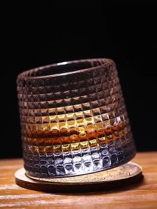 Creative rotating whiskey glass bar glass trapezoidal wine glass(1pcs6pcs)(170ML)