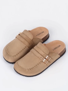 MICHAELA Urban Suede Clogs Adjustable Straps Cork Footbed Slip-Ons for Office Getaways SH7527160 CX