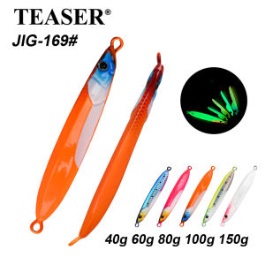 TEASER New Luminous Metal Jig Lures 40g-150g Slow Sinking Long Cast Shore Casting Sea Fishing Bionic Lead Fish Lures
