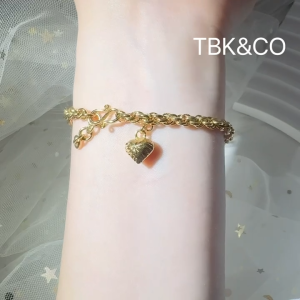 TBK 18K Saudi Gold Heart Bracelet for Women Fashion Accessories Hypoallergenicity 515B