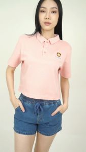 Forest x Garfield Fleece Textured Effects Premium Weight (200gsm) Oversized Polo Tee Ladies Crop Top - FG820011