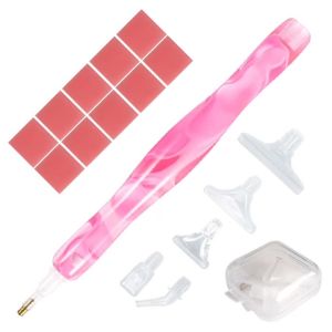 Bộ Dụng Cụ Vẽ Tranh Kim Cương DIY Bút Vẽ Kim Cương Bộ Dụng Cụ Khoan Pha Lê Với 6 Đầu Phụ Kiện Thêu Tranh Khảm Thủ Công