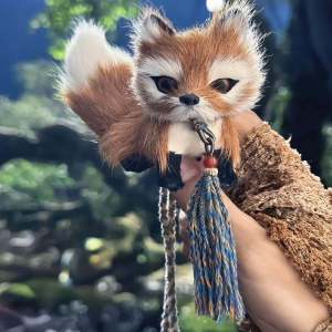 Creative Photography Small Fox Model Realistic Decoration Pendant Modern Simplicity Animal Shape Brown Plush Material Home Decor