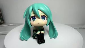 Bandai | 9.5CM Hatsune Miku Figure Mini Character Ornaments Kawai Sitting Series Green Hatsune Home desk Decoration Adult Toy