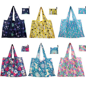 Shopping Bag Flower Animal Pattern Foldable Fabric Cute Tote Eco-Friendly Shopper Large Reusable Shopping Grocery Bags