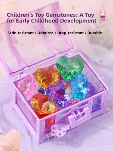 Acrylic Gem Toy Crystal Simulation Girls Treasure Hunt Box Children Reward Heart Shaped Plastic Diamond Boys Girls Universal
