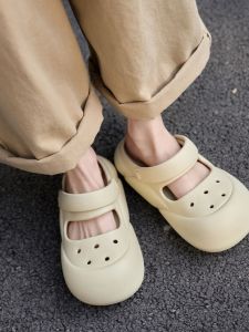 Mary Janes Clog Shoes Womens Summer 2025 New Thick Bottom Anti-slip Beach Head Cover Two-wear Cool Slippers Roman Style Hollow out