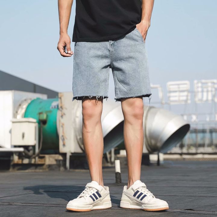 Summer Raw Edge Shorts Men's Hong Kong Style Trendy Straight All