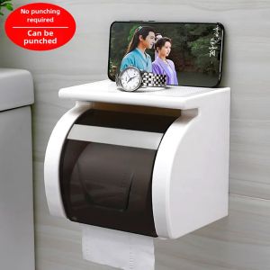 Waterproof Wall-Mounted Toilet Paper Holder Bathroom Multi-Functional Punchable Paper Towel Box Toilet Roll Holder