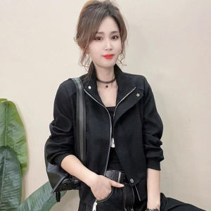 Áo Khoác Ngắn Thời Trang Xuân Thu Thiết Kế Mới Cho Nữ Cổ Đứng Thường Ngày Chất Liệu Polyester Dài Tay Màu Trơn