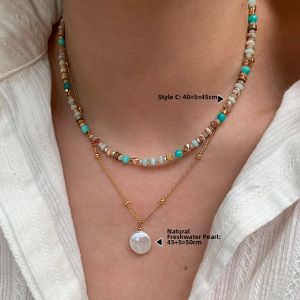 CAFFTI | Natural Pearl Multi-color Layered Aesthetic Necklace