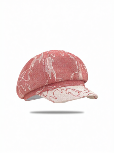 Embroidered Vintage Beret Hat with Wide Brim