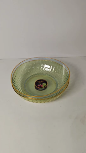 Round Fruit Bowl Gold-Plated Large Capacity Glass Bowl for Fresh Fruits and Snacks