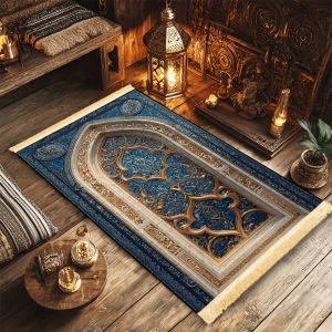 Thảm Cầu Nguyện Hồi Giáo VIKAMA Thảm Hành Hương Họa Tiết Hình Học Di Động Gấp Gọn Dùng Để Quỳ Lạy Tại Nhà Dành Cho Người Hồi Giáo.