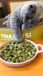 หญ้าแมวฟรีซดราย ขนมแมว 450 กรัมน้ำหนักสุทธิ ขนมหญ้าแมวบำรุงขน อกไก่ผสมต้นอ่อนข้าวสาลีฟรีซดราย