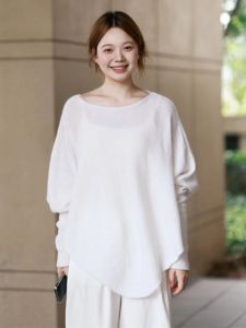 Áo len BINKAFENNY dệt kim tay cánh dơi không đều rộng rãi thoải mái