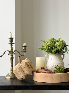 Bộ Trang Trí Nhà Vintage Bao Gồm Vại Sứ Và Khay Gỗ Zen