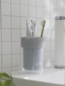 Travel Toothbrush Holder for BathroomsPortable Travel Toothbrush Cases with Cover Stackable Cups Storage Organizer