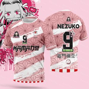 Bandai | Anime Demon Slayer Jersey Tanjirou Maillot Casual Breathable T-Shirt For Mens Shirts In Summer Roleplay Clothing Tshirt Tops