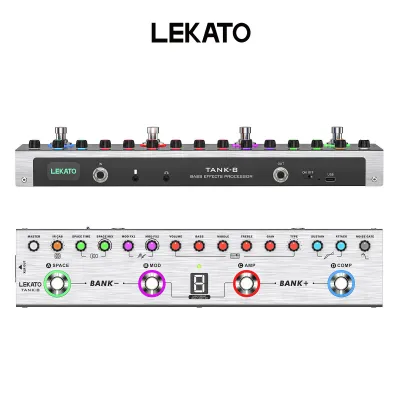 LEKATO Tank-B Bass Multi Effects Pedal with 36 Presets Editable 4 Modules Amp Compressor Reverb IR CAB Bass Guitar Effects Pedal