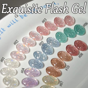 1-12pcs WS Spring Summer Nails Pink Green Blue Diamond Gel Nail Polish High-Density Colorful Reflective Gel Nail Salon Nail Art