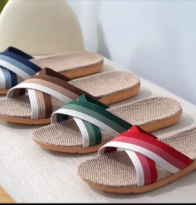 Indoor Bedroom Slippers Linen Flax House Slippers Hotel and Home Use for Women