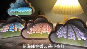 Đèn ngủ hoa tulip hình đám mây gương thủ công thích hợp trang trí phòng ngủ bàn làm việc - Đèn ngủ DIY 20 hoa tulip