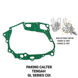 Paking Calter Tengah GL Pro CDI - Gasket Packing Peking Crankcase Perpak Kalter Bak Blok Block Mesin Honda GL Max Megapro Mega Pro Tiger