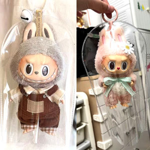 (Not include dolls)1pcs Transparent Outdoor Bag For Labubu Plush Dolls AC Toys Transparent Mini Pouch Bag For Keychain Doll Figure Garage Kit