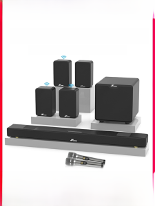 M9 ซาวด์บาร์โฮมเธียเตอร์ทีวีโปรเจคเตอร์ดอลบี้เซอร์ราวด์เสียงตัวไม้ซับวูฟเฟอร์ไร้สายรีโมทคอนโทรลไมโครโฟนในตัว