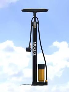 160PSI Bike Floor Pump High Pressure Gauge Air Inflator Cycling Accessories Presta Schrader MTB Road Bicycle Pump Portable Bicycle Tire Pump with Presta and Schrader Valve