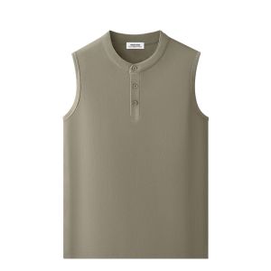 MiiOW | Mens Fitness Tank Top Breathable Quick Dry Pure Cotton Henry Collar Sweat Vest Standard Fit Youth Popular Daily Wear Summer
